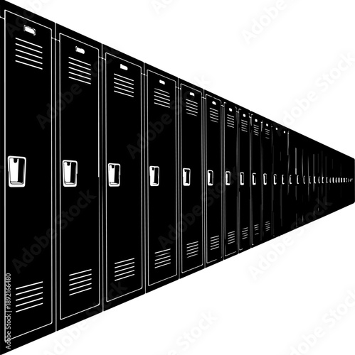 Row school locker silhouette vector illustration