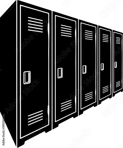 Row school locker silhouette vector illustration