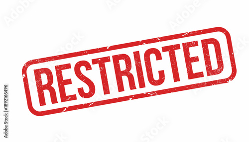 A close-up view of a red restricted stamp on a white background