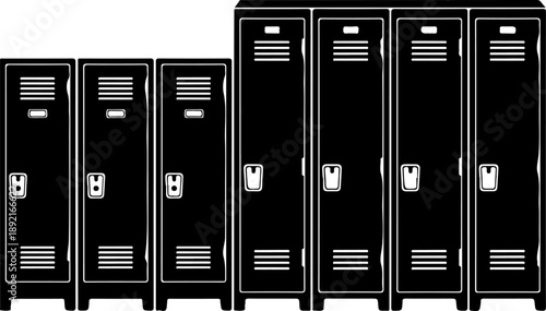 Row school locker silhouette vector illustration