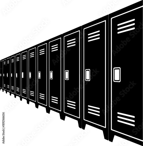 Row school locker silhouette vector illustration
