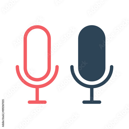 Microphone icons set isolated vector illustration.