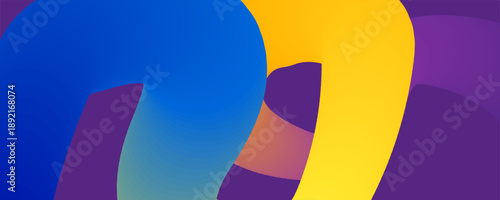 colorful abstract shapes and curves in blue yellow and purple hues