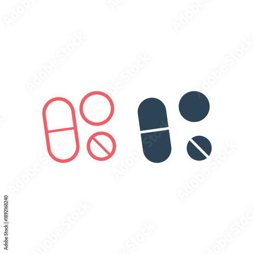 Tablet, capsule, medicine icons set vector.