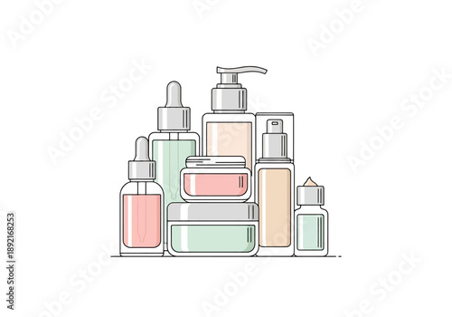 Collection Of Various Skincare Products And Beauty Containers Arranged Together For Cosmetic Routine Representation