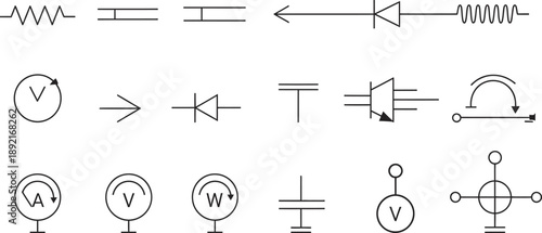 Physics diagrams illustrating various concepts isolated on transparent background