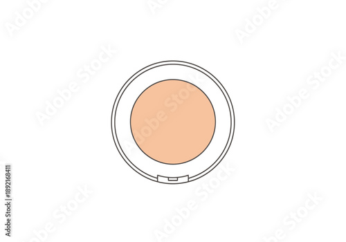 Round Compact Case Filled With Compact Powder Foundation Makeup Isolated On White Background