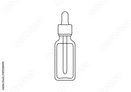 Clean Line Art Dropper Bottle with Liquid for Cosmetics or Pharmaceuticals and Healthcare Applications