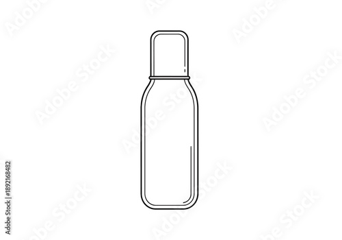 Minimalist Outline Style Container Object Representing Liquid Contents For Various Uses Such As Cosmetics Or Beverages Isolated On White Background