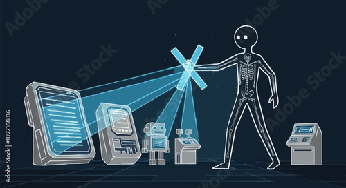 Futuristic Medical Technology Scanning Human Body.