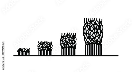 Abstract illustration showing growth and progress with increasing column sizes on a white background.