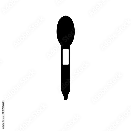 Minimalist black and white pipette icon focusing on volumetric accuracy. Uses negative space to highlight precise measurement lines and the liquid level