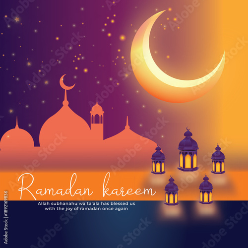 Ramadan kareem festival lantern decoration  illustration