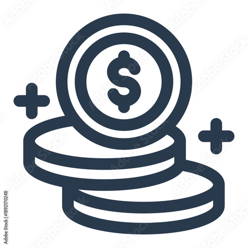 Stacked coins financial transaction symbol