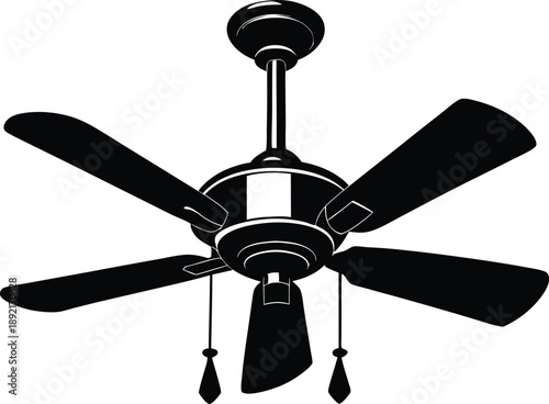 Ceiling fan Black Vector, silhouette