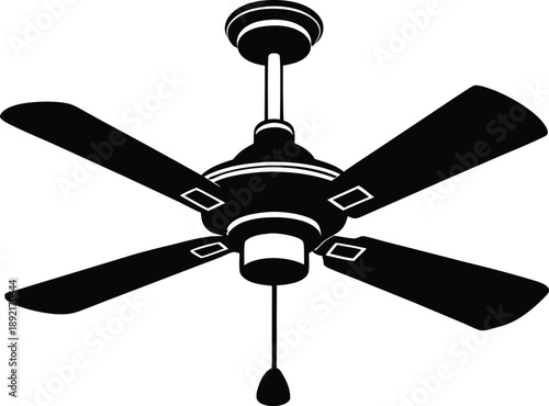 Ceiling fan Black Vector, silhouette
