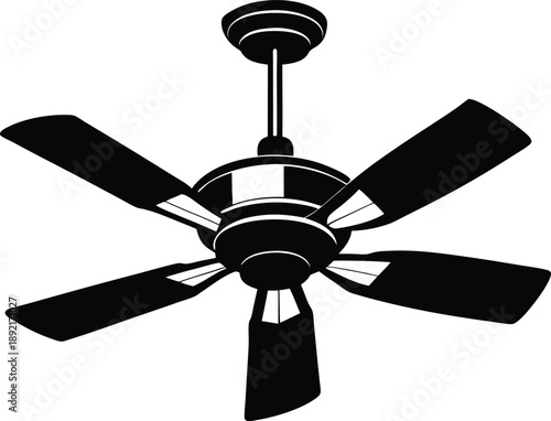 Ceiling fan Black Vector, silhouette
