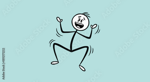 Happy Stick Figure Dancing Joyfully.