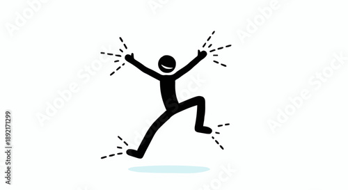 Happy Stick Figure Jumping with Joy and Energy.