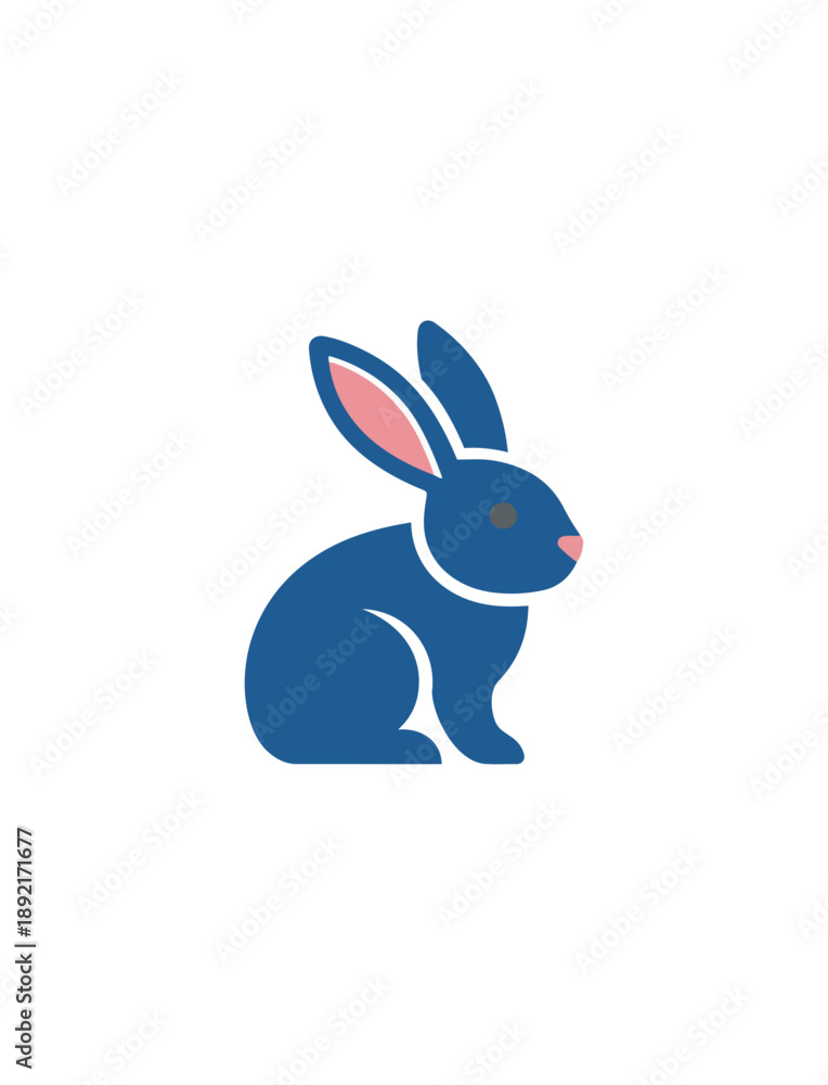 Fototapeta premium Blue rabbit illustration isolated on black background