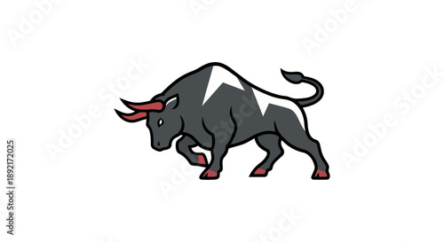 Stylized bull illustration on black background