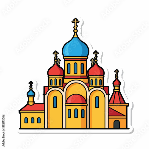 Wallpaper Mural A colorful illustration of a church building Torontodigital.ca