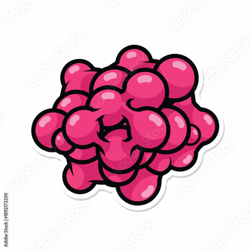 A cluster of pink cartoon bubbles