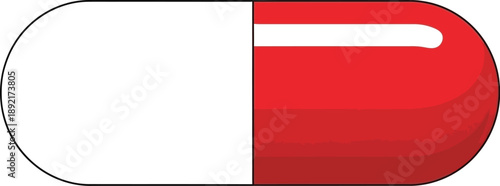 Red and White Capsule on Plain Background for Medical or Pharmaceutical Use