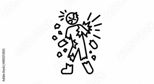 Icon of a person with broken body parts and radiating pain.