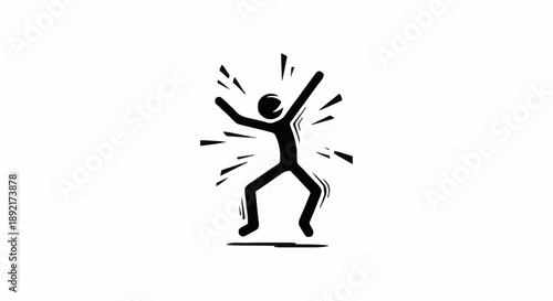 Joyful Stick Figure Celebrating Success and Happiness.