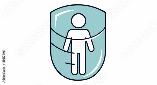 Human figure protected by a shield icon.