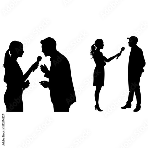 Journalists conducting interviews