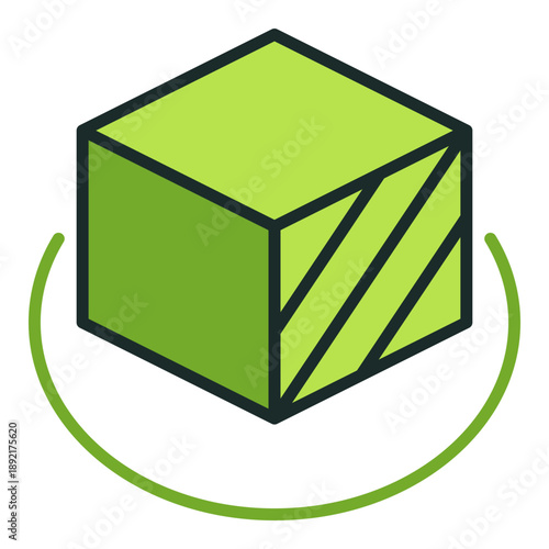 Green Cube vector 3D Printing Technology colored icon or design element