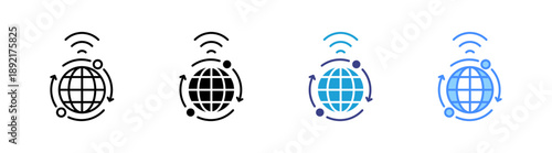 Internet Access icon set multiple style collection