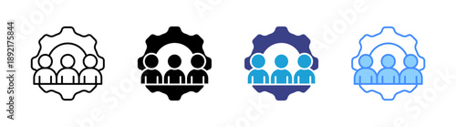 Management Team icon set multiple style collection