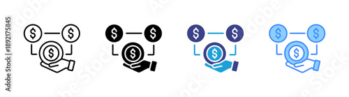 Fundraising icon set multiple style collection