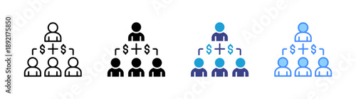 Organization Structure icon set multiple style collection