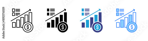 Statistics icon set multiple style collection