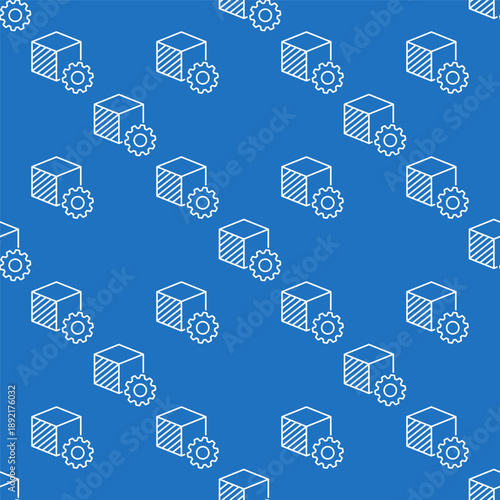 Wallpaper Mural Printed Cube with Cog Wheel vector 3D Printing Technology linear seamless pattern Torontodigital.ca