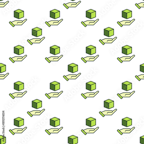 Wallpaper Mural Printed Cube on Hand vector Additive Manufacturing colored seamless pattern Torontodigital.ca