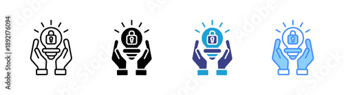 Intellectual Property icon set multiple style collection