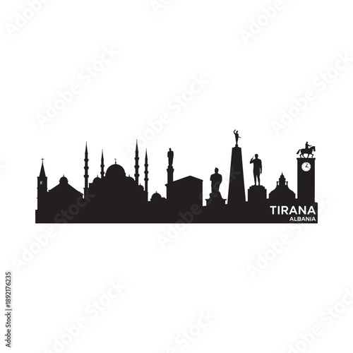 Silhouette of tirana s skyline featuring iconic buildings and monuments
