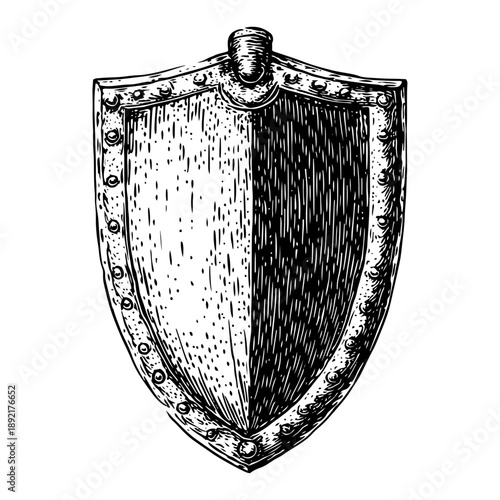 Hand drawn medieval heraldic shield with rivets