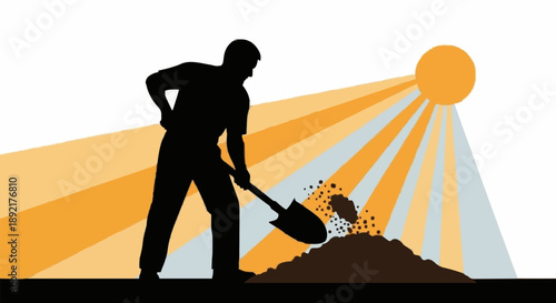 Man digging in the sun illustration.