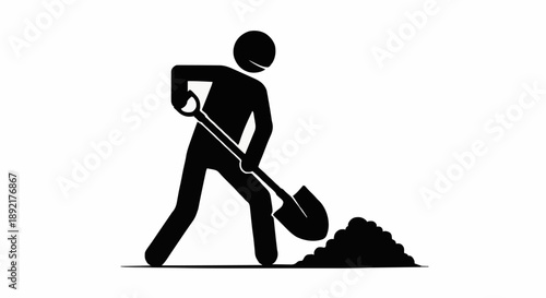 Man digging with shovel creating pile of dirt.