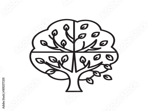 Minimalist tree silhouette with seasons