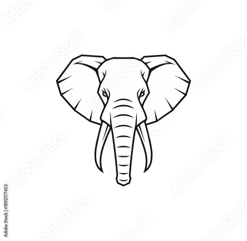Elephant head silhouette graphic on black background