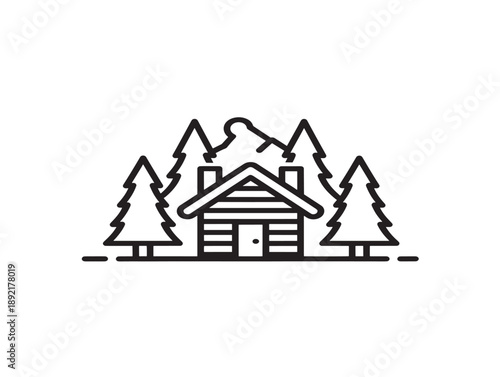 Cozy log cabin in the woods icon
