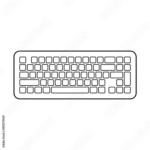 Vector A minimalistic line art illustration of a computer keyboard, designed with empty keys to symbolize input, technology, and digital communication without specific characters.