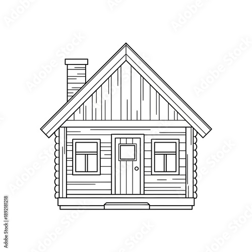 Rustic Log Cabin Outline Illustration